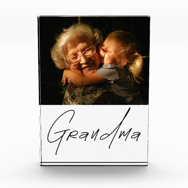 Modern Typography Grandma Custom Photo Gift Block (Front)