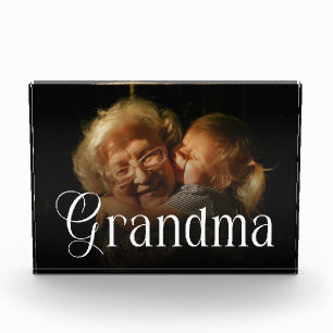 Modern Typography Grandma Custom Photo Gift Block