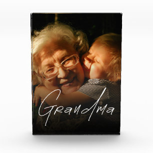 Modern Typography Grandma Custom Photo Gift Block