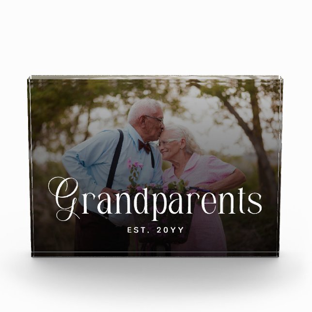 Modern Typography Grandparents Custom Photo Gift Block (Front)