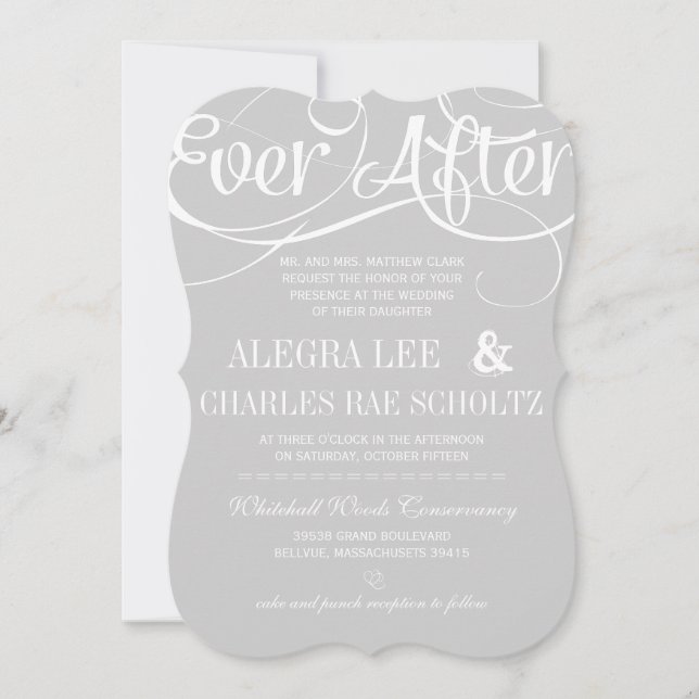 Modern Typography Grey Ever After Chalkboard Invitation (Front)