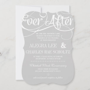 Modern Typography Grey Ever After Chalkboard Invitation