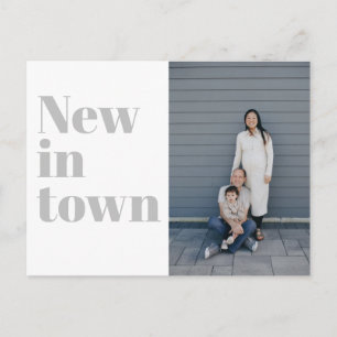 Modern Typography Grey Photo New Home Moving Announcement Postcard