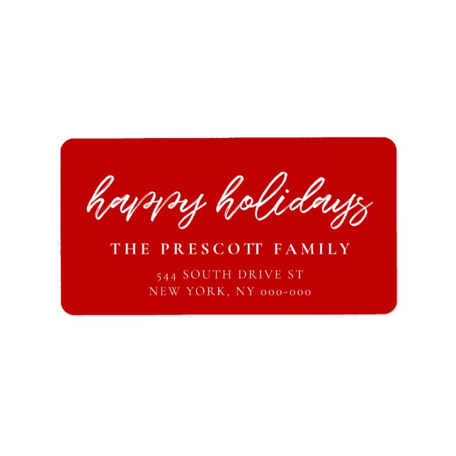 Modern typography Happy Holidays Label (Front)