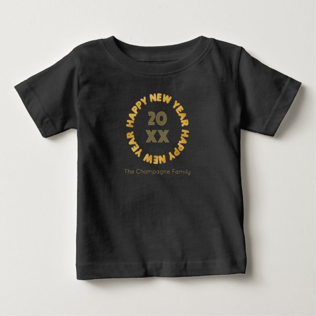 Modern Typography Happy New Year Baby T-Shirt (Front)