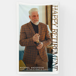 Modern Typography Happy Retirement Party Photo Banner