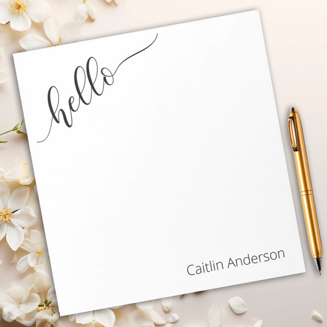 Modern Typography "Hello" Black & White Notepad (Creator Uploaded)