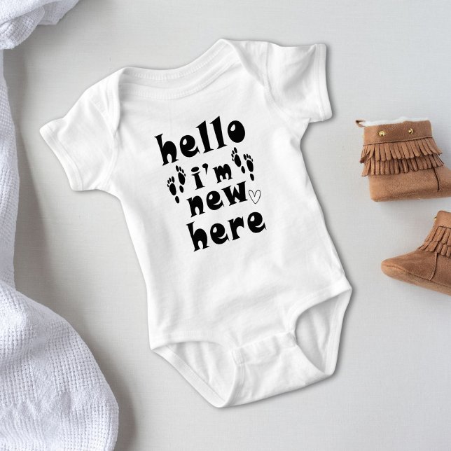 Modern Typography Hello I'm New Here New Baby Bodysuit (Creator Uploaded)