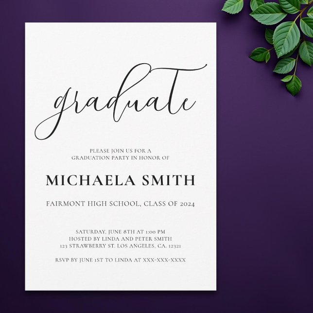 Modern Typography High School Graduation Party  Invitation (Creator Uploaded)
