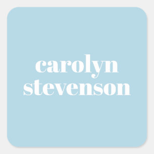 Modern Typography in Blue Personalised Name Square Sticker