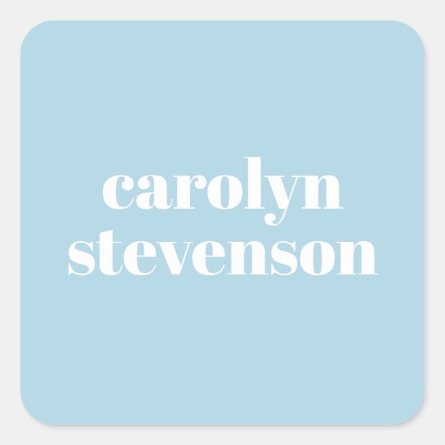 Modern Typography in Blue Personalised Name  Square Sticker (Front)