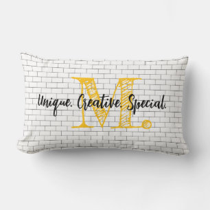 Modern Typography INITIAL Affirmation Words Unique Lumbar Cushion