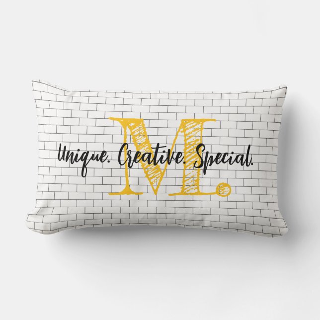 Modern Typography INITIAL Affirmation Words Unique Lumbar Cushion (Front)