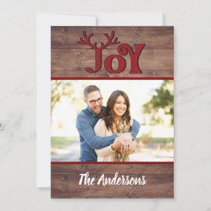 Modern typography joy holiday photo card