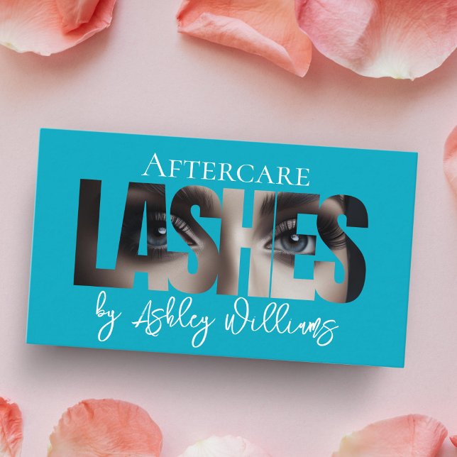 Modern typography "LASHES by" aftercare Business Card (Creator Uploaded)