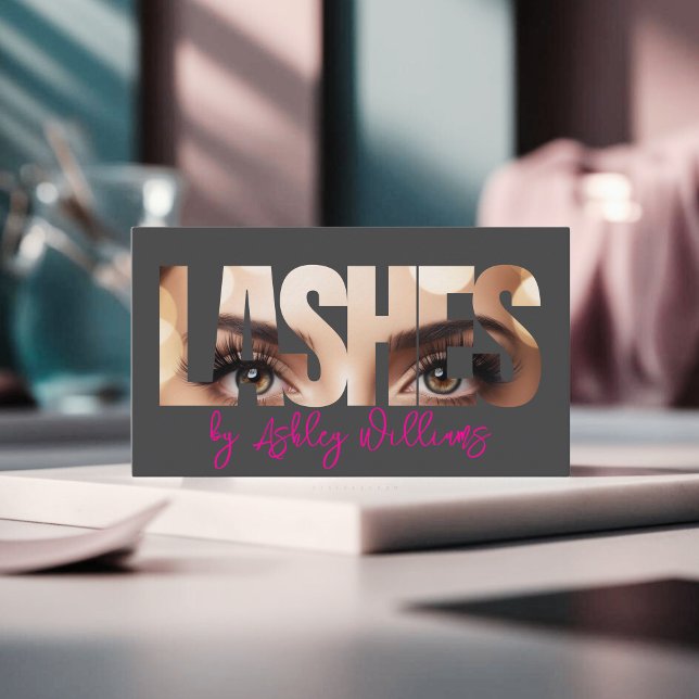 Modern typography "LASHES by" lash artist Business Card (Creator Uploaded)