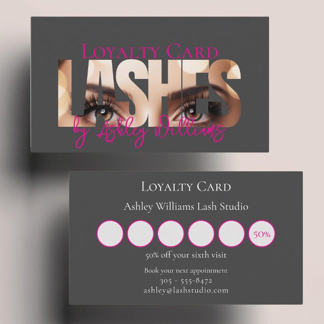 Modern typography "LASHES by" lash artist Loyalty Card (Creator Uploaded)