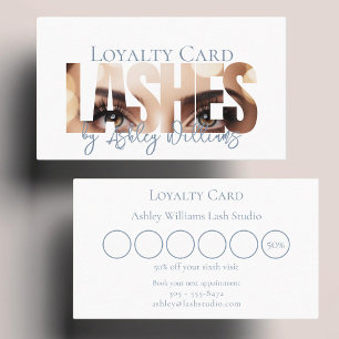 Modern typography "LASHES by" lash artist Loyalty Card