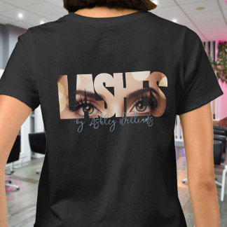 Modern typography "LASHES by" lash artist T-Shirt