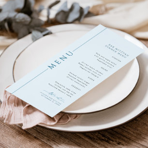 Modern Typography Light Blue Bar Mitzvah Menu