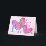 Modern Typography Love And Thanks Text Design Card<br><div class="desc">Love and thanks greeting cards is designed with simplicity of typography text overlay on 2 hearts shape graphic. Text and photo placeholder is provided to replace your own greetings and picture.</div>