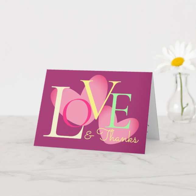 Modern Typography Love And Thanks Text Design Card (Small Plant)
