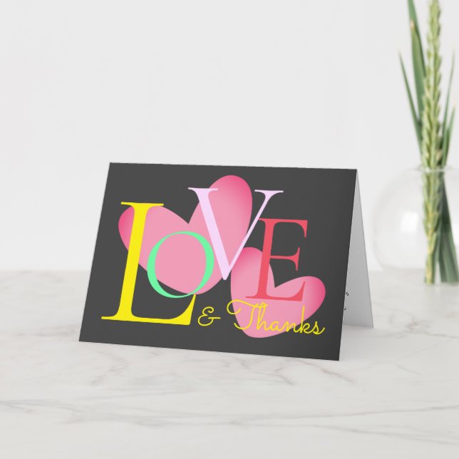 Modern Typography Love And Thanks Text Design Card (Front)