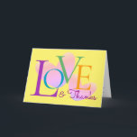 Modern Typography Love And Thanks Text Design Card<br><div class="desc">Love and thanks greeting cards is designed with simplicity of typography text overlay on 2 hearts shape graphic. Text and photo placeholder is provided to replace your own greetings and picture.</div>