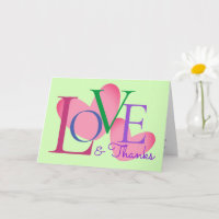 Modern Typography Love And Thanks Text Design Card