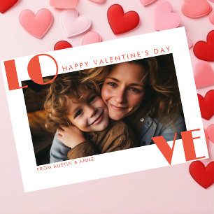 Modern typography LOVE happy Valentine's day photo Holiday Card