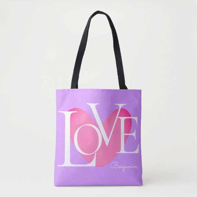 Modern Typography LOVE Text Design Tote Bag (Front)