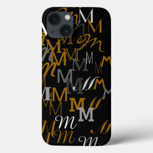 modern typography M initials pattern iPhone 13 Case