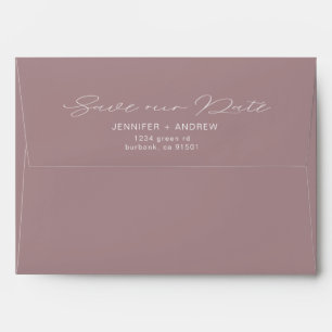 Modern Typography Mauve   Pre-Addressed Wedding Envelope