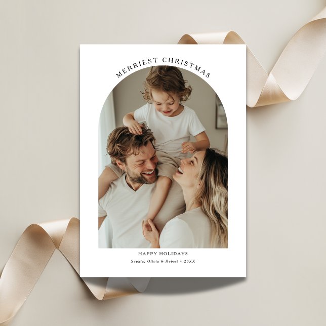 Modern Typography Merriest Christmas Arch Photo Holiday Card (Creator Uploaded)