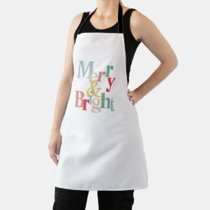Modern typography Merry and bright Apron