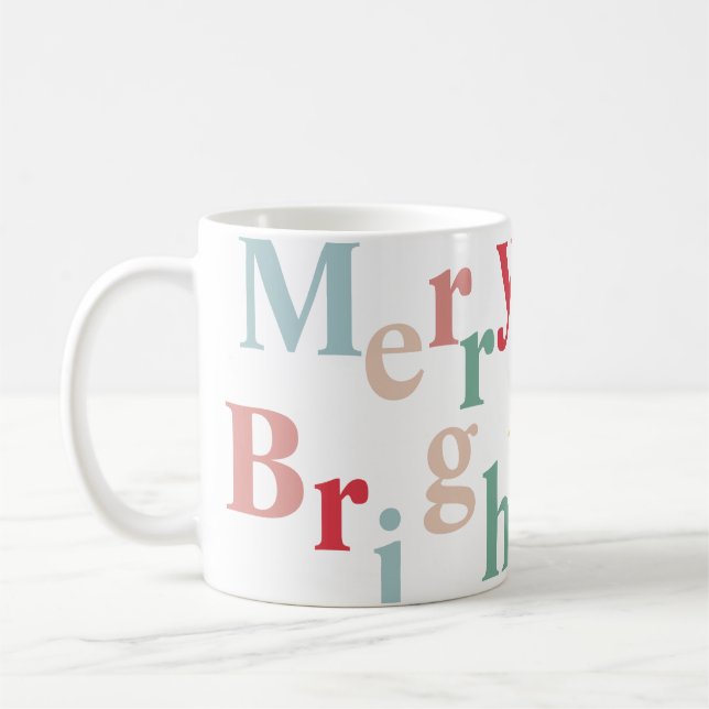 Modern typography Merry & Bright  Coffee Mug (Left)