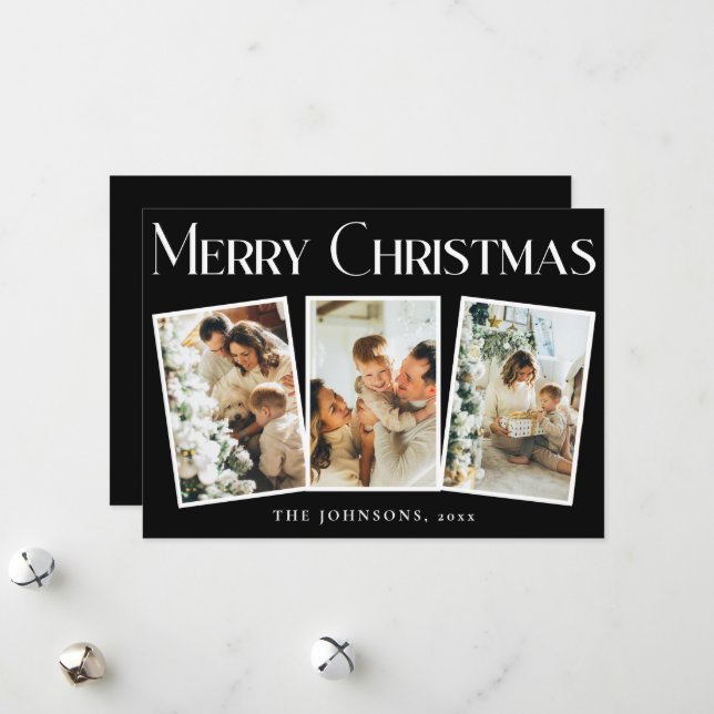 Modern Typography Merry Christmas Holiday  Card (Front/Back In Situ)
