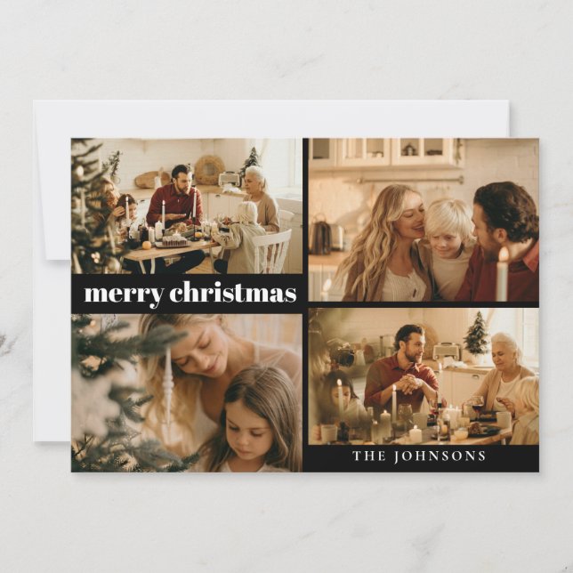 Modern Typography Merry Christmas Holiday  Card (Front)