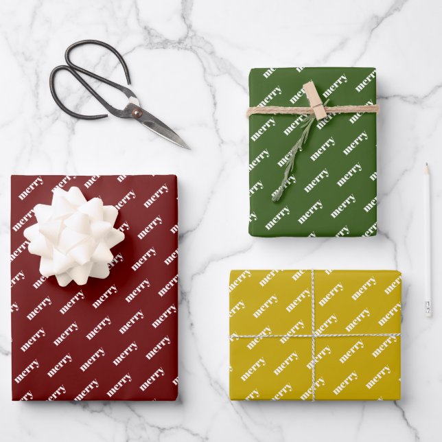 Modern Typography Merry Christmas Holiday  Wrapping Paper Sheet (Front)