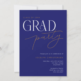 Modern Typography Minimalist Grad Party Invitation