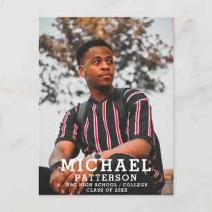 Modern Typography Minimalist Photo Graduation Invitation Postcard