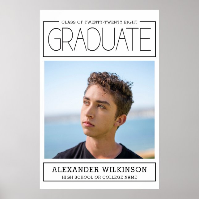 Modern Typography Minimalist Photo Graduation Poster (Front)