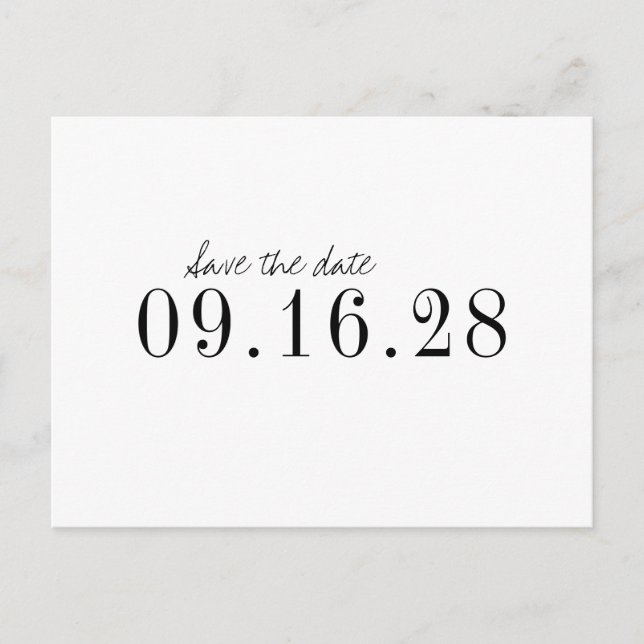 Modern typography minimalist save the date announcement postcard (Front)