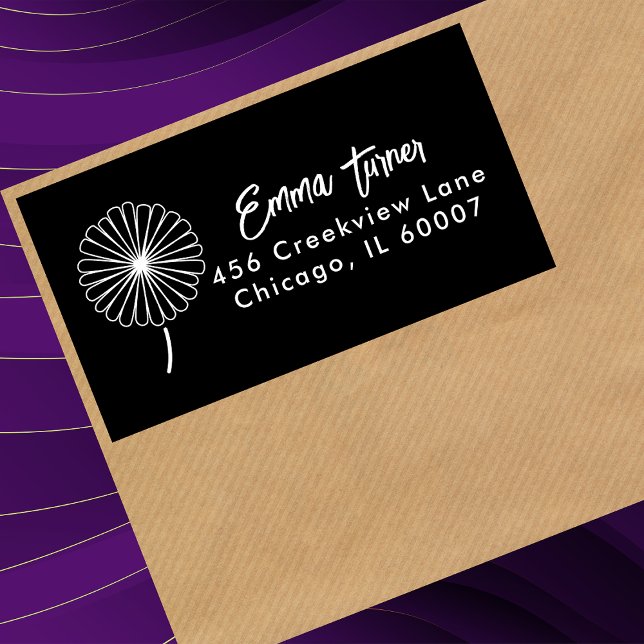 Modern Typography Minimalist Trendy Floral Address Label (Creator Uploaded)