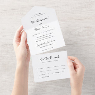 Modern Typography Minimalist Wedding All In One Invitation