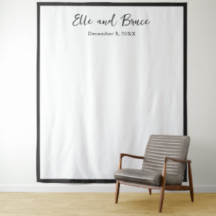 Modern Typography Minimalist Wedding Backdrop Tapestry