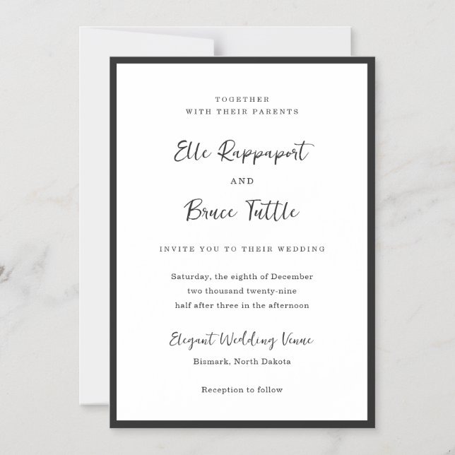 Modern Typography Minimalist Wedding Magnetic Invitation (Front)