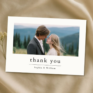 Modern Typography Minimalist Wedding Photo Thank You Card