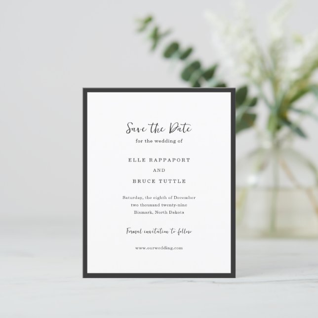 Modern Typography Minimalist Wedding Save the Date (Standing Front)