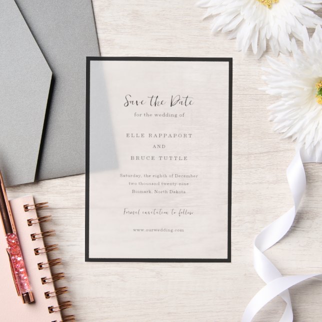 Modern Typography Minimalist Wedding Save the Date Vellum Invitations (Wedding)